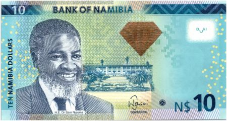 Namibie 10 Namibia Dollars Dollars, Dr Sam Nujoma - Springbok 2013