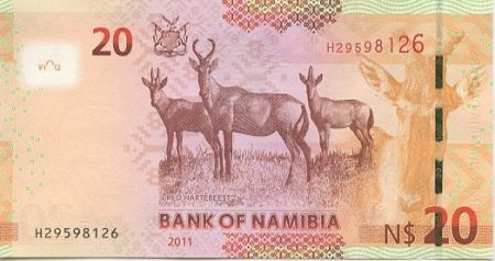 Namibie 20 Namibia Dollars Dollars, H.E. Dr Sam Nujoma - 2011