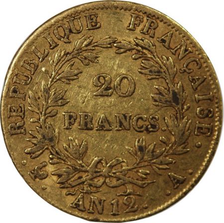 NAPOLEON Ier - 20 FRANCS OR AN 12 A PARIS Type intermédiaire\ \ 