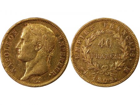 NAPOLEON Ier - 40 FRANCS OR 1809 M TOULOUSE