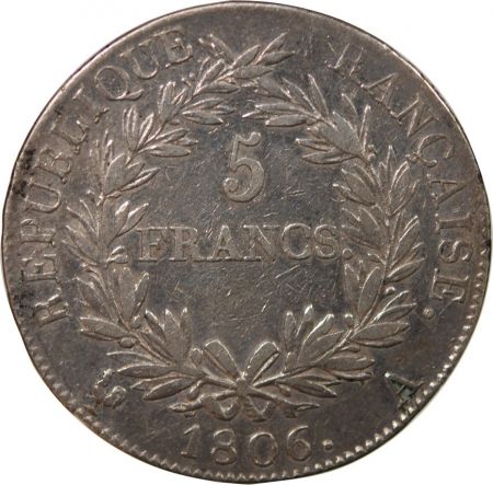 NAPOLEON Ier - 5 FRANCS 1806 A PARIS Type République\ \ 