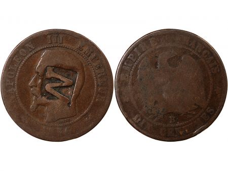 NAPOLEON III - 10 CENTIMES 1856 B ROUEN - CONTREMARQUE