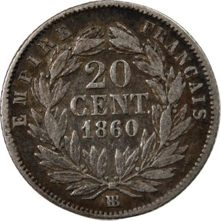 NAPOLEON III - 20 CENTIMES ARGENT 1860 BB STRASBOURG