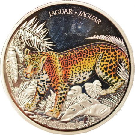 Nicaragua 100 Cordobas Argent colorisé, Jaguar - 2018 Auckland