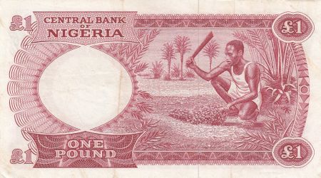 Nigeria 1 Pound ND1967 - Bâtiment, travailleur agricole