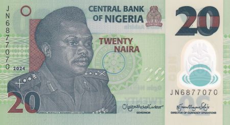 Nigeria 20 Naira - Général Muhammad, Potier - Polymer 2024