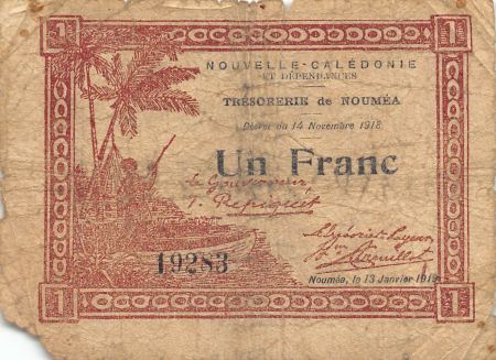 Nle Calédonie 1 Franc - 13-01-1909 - Nouvelle-Calédonie - Trésorerie de Nouméa