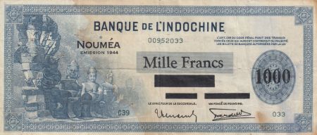 Nle Calédonie 1000 Francs - Nouméa - Rizière - 1944 - Série C 39