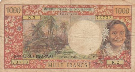 Nle Calédonie 1000 Francs - Tahitienne - Hibiscus - 1971 - Série K.2