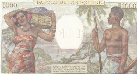 Nle Calédonie 1000 Francs, Femme assise - Noumea Spécimen 1953 - 2ième ex.