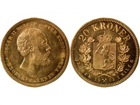 Norvège Oscar II - 20 Kroner Or - 1902 Kongsberg