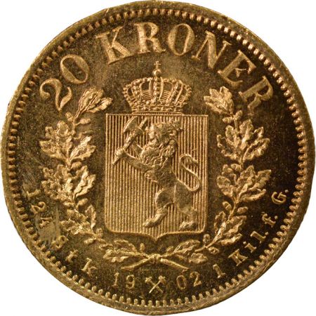 Norvège Oscar II - 20 Kroner Or - 1902 Kongsberg