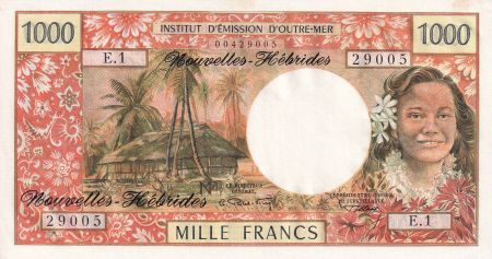 Nouvelles Hébrides 1000 Francs Tahitienne - Hibiscus - 1970 - Série E.1 - P.NEUF - P.20a