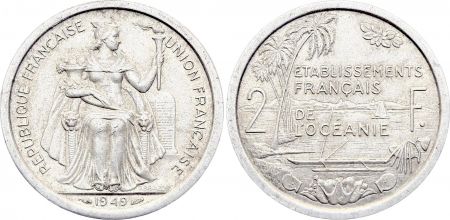 Océanie Française 2 Francs - Etablissement Français de l\' Océanie - 1949