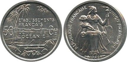 Océanie Française 50 Centimes Liberté assise -  1949