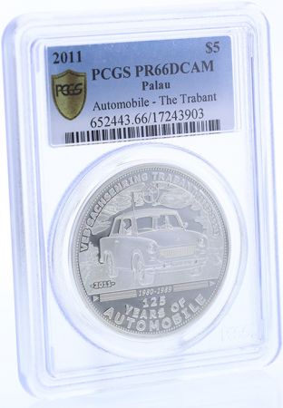 Palau 5 Dollars - 125 ans de l\'Automobile - Trabant - PCGS PR66DCAM