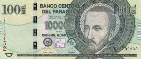 Paraguay 100000 Guaranies San Roque Gonzalez de Santa Cruz - 2021 (2024) - Série K