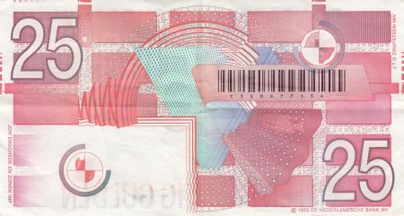 Pays-Bas 25 Gulden - Motifs géométriques - 1989