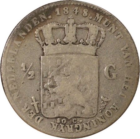 Pays-Bas Guillaume I - 1/2 Florin Argent - 1848 Utrecht