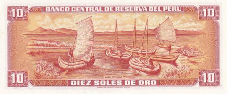 Pérou 10 Soles de Oro -Garcilaso Inca De La Vega - 1976 - Série I - P.100c