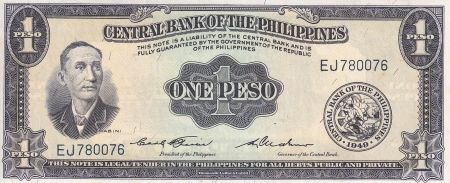 Philippines 1 Peso - Mabini - Eglise - Série EJ - 1949 - P.133