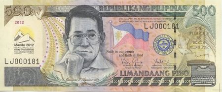 Philippines 500 Piso Benigno Aquino - Manille 2012