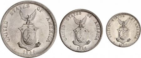 Philippines SET.2 Série 3 pièces 10, 20, 50 centavos 1944-1945