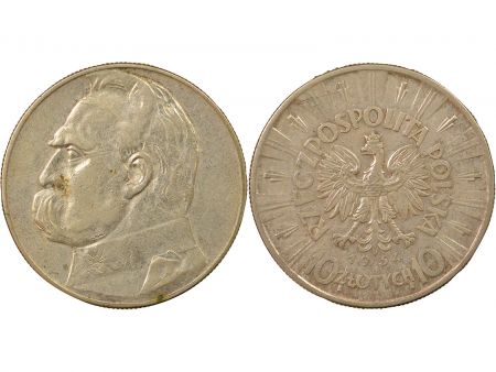 Pologne 10 Zlotych Argent, Josef Pilsudski - 1934