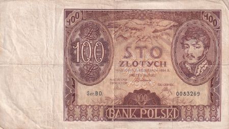 Pologne 100 Zlotych - Prince J. Poniatowski 1934 - P.75