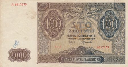 Pologne 100 Zlotych 1941 - Marron, Eglise - Série A 8617233
