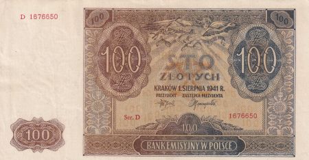 Pologne 100 Zlotych 1941 - Marron, Eglise - Série D 1676650