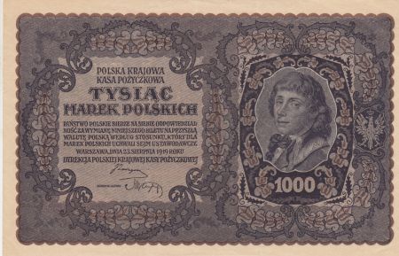 Pologne 1000 Marek  1919  - T. Kosciuszko, Armoiries - Série III AB