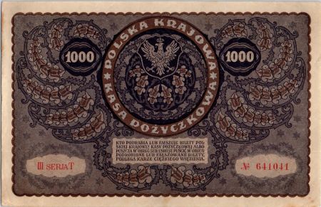 Pologne 1000 Marek Tadeusz Kosciuszko - 1919