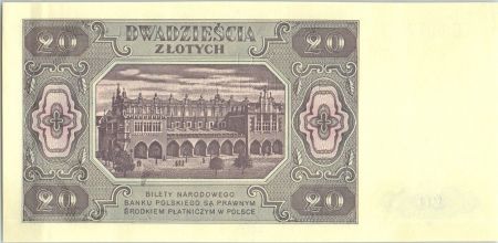 Pologne 20 Zlotych  1948  - Portrait de Femme