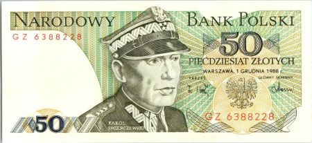 Pologne 50 Zlotych 1988 - Karol Swierczewski