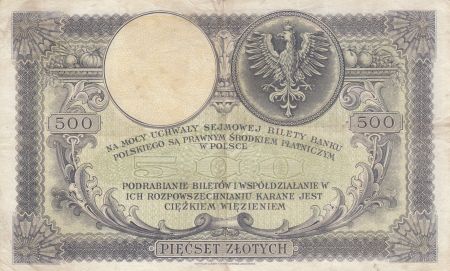 Pologne 500 Zlotych - T. Kosciuszko - Aigle couronné - 28-02-1919 - Série S.A.5754307