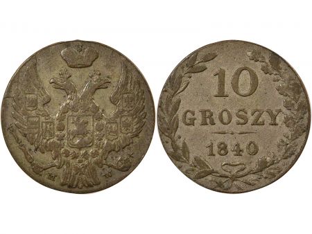 Pologne Nicolas I - 10 Groszy - 1840 Varsovie