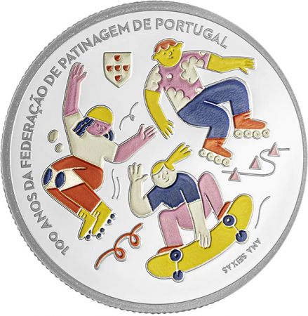 Portugal 100 ans de la Fédération de Patinage - 5 EUROS 2024 BE Couleur