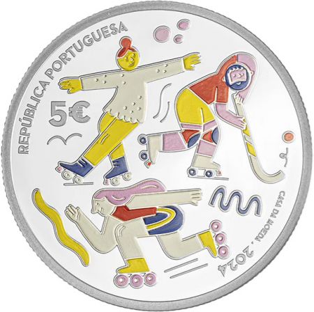 Portugal 100 ans de la Fédération de Patinage - 5 EUROS 2024 BE Couleur