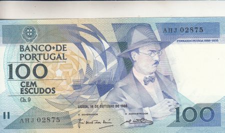 Portugal 100 Cem Escudos  - Fernando Pessoa - 16-10-1986 - Séries variées