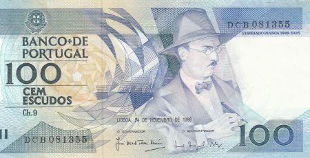 Portugal 100 Cem Escudos  - Fernando Pessoa - 24-11-1988 - Séries DCB