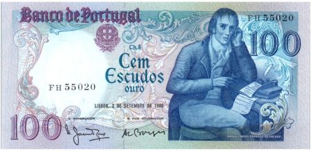 Portugal 100 Escudos 1980 - Manuel Barbosa Du Bocage