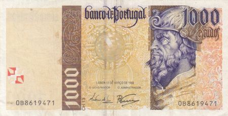 Portugal 1000 Escudos - Pedro Alvares Cabral - Bateau - 12-03-1998 - Série B