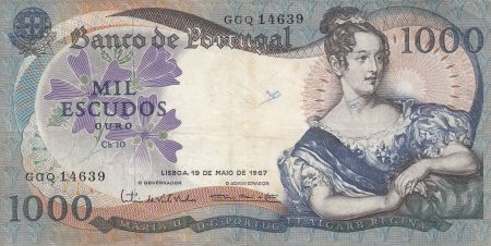 Portugal 1000 Escudos - Reine Maria II  - 19-05-1967 - Série GGQ