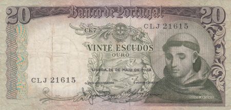 Portugal 20 Escudos - Saint António (1195-1232)- 26-05-1964 - Séries variés