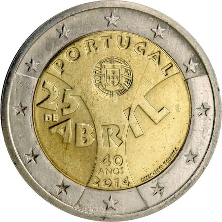 Portugal 25 de Abril  la révolution des oeillets - 2 Euros Commémo. 2014