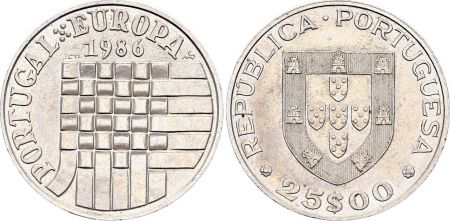 Portugal 25 Escudos - Adhésion a la CEE - 1986