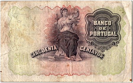 Portugal 50 centavos, Femme et bateau - 1918 - P.112  -TB+