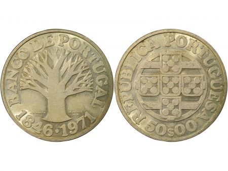 Portugal 50 Escudos Argent, Banque du Portugal - 1971