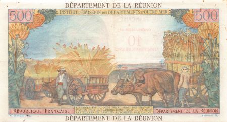 Réunion 10 NF / 500 Francs - Surcharge - Réunion - ND (1971)